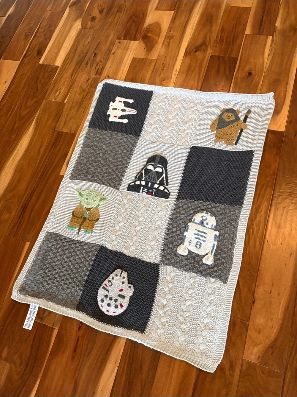 Pottery Barn Kids Star Wars Sherpa-Backed Patchwork Knit Baby Blanket